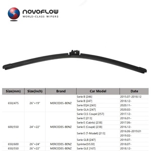 Plumas Limpiaparabrisas NOVOFLOW 26"+19"/650mm+475mm para <span class=keywords><strong>Mercedes</strong></span> Benz GLA H247 MK2 2020 2021 2022 <span class=keywords><strong>2023</strong></span>, Rendimiento Óptimo - Product Image 3