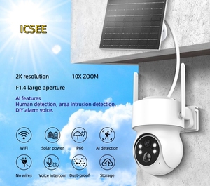 Caméra de sécurité solaire ICSEE 2K CMOS avec WiFi 4G SIM PTZ F1.4, vision nocturne super claire, stockage dans le cloud pour la maison et l'extérieur - Product Image 2