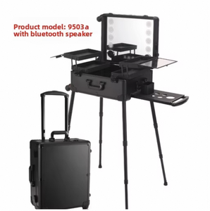 Trousse de maquillage professionnelle de grande capacité de 22 pouces avec tige lumineuse Tronc de <span class=keywords><strong>rangement</strong></span> de maquillage d'<span class=keywords><strong>art</strong></span> d'ongle à la mode Motif géométrique - Product Image 6