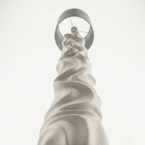 Lampe sur pied sculpturale ondulée, lampe sur pied abstraite en résine, abat-jour en tissu de lin, luminaire décoratif pour salon, villa - Product Image 3