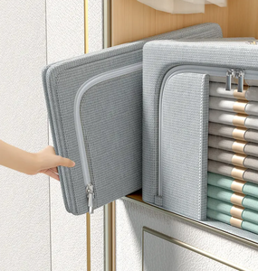 Hiện đại linen có thể gập lại hộp lưu trữ với khung thép có thể gập lại quần áo bộ đồ giường tổ chức cho nhà tủ quần áo ngăn kéo container - Product Image 3