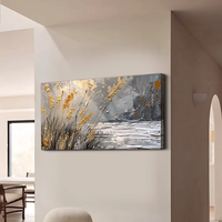 Peinture à l'huile minimaliste moderne or et gris, art mural tendance pour salon, style classique sur toile