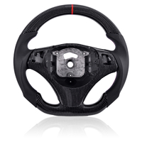Volant en fibre de carbone en forme de D à fond plat avec poignée en cuir perforé pour BMW E90 E92 E93 E87 E9X 2005-2012