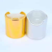 Bouchons à vis en aluminium anodisé or et argent, type disque, avec couvercles plats en plastique anti-déversement, faciles à ouvrir, pour remplacement de bouchons de bouteilles