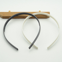 Serre-tête plat en plastique blanc et noir de 10 mm et 12 mm avec deux rangées de dents pour accessoires capillaires DIY pour enfants, cerceaux à cheveux vierges unis