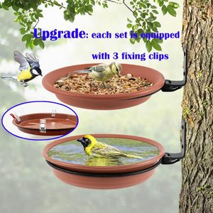 Juego de bandejas de baño para pájaros montadas en árboles, 2 uds., cuenco de alimentación para pájaros de Metal colgante para exteriores - Product Image 3