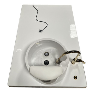 Exterior del lavabo para pies y uñas con base de silla multifuncional de estilo europeo con respaldo alto, equipada con baño para pies y función de hidromasaje. - Product Image 2