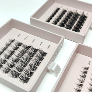 Extensions de cils individuels naturels longs en grappe DIY en gros, faux cils effilés, fournisseur de cils pré-coupés en grappe - Product Image 2