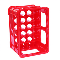 Caisse en plastique HDPE solide SHUNMEI, couleur personnalisée pour 24 bouteilles de vin, de boissons, de bière, style boîte, durable, empilable, personnalisable