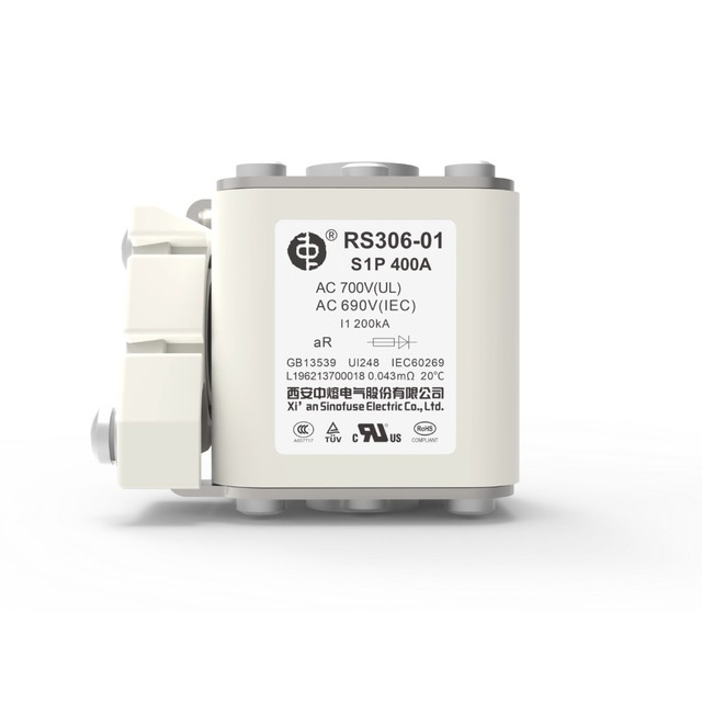 SINOFUSE RS306-01-S1P 690V AC Solar Wind Energy Storage Fuse GR Type 200kA High Breaking Capacity Ceramic Non-Indicating