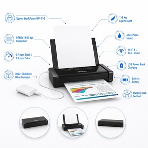 Lightweight Wireless Portable Inkjet <b>Printer</b> with Foldable Paper Tray, <b>Compact</b> Travel <b>Printer</b> for Business Trade Show - Product Image 1