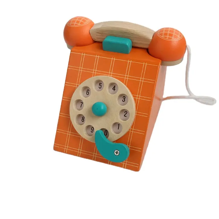 Wholesale Wooden Phone Toy Simulation Telephone Role Play Educational Game For Baby