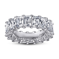 Ringrohlinge aus 925er Sterlingsilber für Kinder, hochwertige, trendige, rhodinierte Eheringe mit großen Zirkonen im Smaragdschliff, Eternity-Ring
