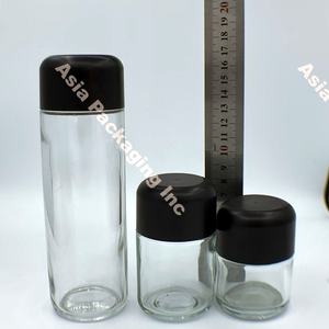 Frascos de Vidrio Transparente de 60 ml con Tapas de Plástico Negras, Envases Vacíos para Pre-Rolls, para Cosméticos, con Revestimientos Interiores CR Incluidos - Product Image 6