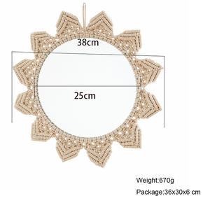 <span class=keywords><strong>Espejo</strong></span> Decorativo <span class=keywords><strong>Redondo</strong></span> de Macramé Acrílico Hecho a Mano <span class=keywords><strong>con</strong></span> Flecos Estilo Boho <span class=keywords><strong>para</strong></span> Apartamento, Sala de Estar, Dormitorio, Cuarto de Bebé, Decoración del Hogar - Product Image 3