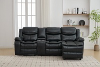 Canapé d'angle modulable HOMERS moderne avec fonction relax, chaise longue extensible, massage, éclairage LED, porte-gobelet rafraîchissant et télécommande