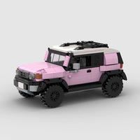 Compatible avec les petites pièces, voiture de course SUV rose Big G, MOC, jouets de construction éducatifs à assembler soi-même pour enfants, en plastique ABS