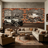Papier peint mural grand format avec motifs 3D africains, moto, voiture, briques, pour chambre d'enfant, décoration rétro de restaurant