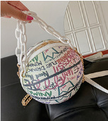 ZHUIYU 2025 Nuova Borsa Estiva alla Moda con Graffiti per Basket, Tracolla Crossbody, Borsa Grande da <span class=keywords><strong>Donna</strong></span> con Chiusura a Catena - Product Image 4