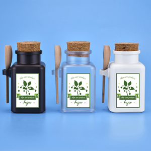 Tùy chỉnh ABS Nhựa 100ml 200ml 300ml 1oz vuông cơ thể chà chai rỗng da kem <span class=keywords><strong>container</strong></span> Tắm muối Jar với thìa gỗ - Product Image 1