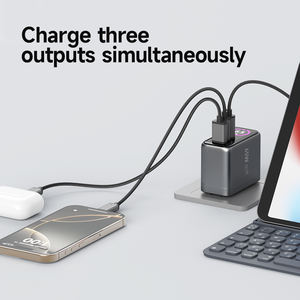 Cargador Rápido GaN de 65W con Sistema Inteligente de IA, 3 Puertos PD3.0 para iPhone y <span class=keywords><strong>Samsung</strong></span> Galaxy, Enchufe Plegable, Adaptadores Globales - Product Image 3