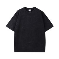 T-shirt rétro délavé pour hommes, 260g, poids lourd, 100% coton, style décontracté, coupe ample, motif solide, impression numérique, design vierge