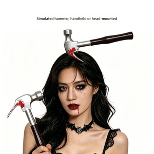 Accessoire d'Halloween : Bandeau de tête de zombie avec hache en plastique et scie, effet <span class=keywords><strong>sanglant</strong></span>, pour farces et fêtes, articles d'horreur, Chine, pour enfants de 5 à 7 ans - Product Image 2