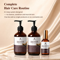 Shampooing, après-shampoing et sérum pour le cuir chevelu à la biotine et à la kératine, marque privée OEM ODM, ensemble de soins capillaires en 3 étapes pour les cheveux secs, faibles, fins et abîmés