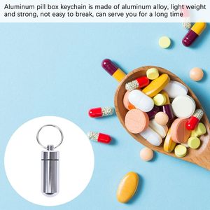 Outdoor Waterproof Aluminum Pill <b>Box</b> <b>Mini</b> Small Medicine Bottle Holder with Keychain Durable and Portable - Product Image 3