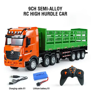 Camion de transport RC 1:18 avec semi-remorque 9 canaux, son et lumière, télécommande, rotation, véhicule d'ingénierie, jouet pour enfants - Product Image 3