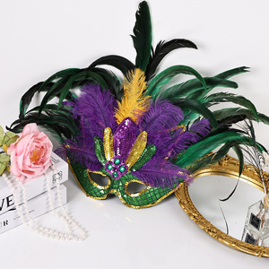 หน้ากากขนไก่สามสีสำหรับงานขายส่ง ชุดแต่งกายสำหรับงานเต้นรำ งานปาร์ตี้ งานรื่นเริง งานรับปริญญา วันวาเลนไทน์ วันคริสต์มาส การออกแบบเวที - Product Image 2