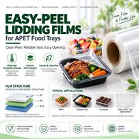 Film de couverture PE facile à décoller pour l'emballage alimentaire, film plastique pour plateaux thermoscellables