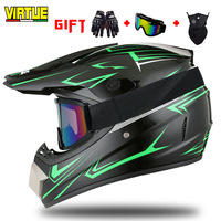 Casque intégral VIRTUE pour enfants, adolescents et adultes, pour kart électrique tout-terrain, avec coque en ABS, lignes graphiques noires et vertes