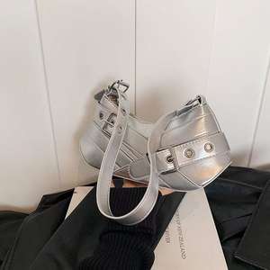 Leather Shoulder <b>Bag</b> with Metal Buckle <b>Underarm</b> Handbag - Product Image 4