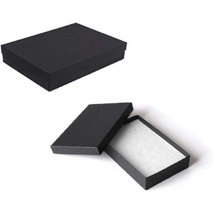 Caja de regalo para joyería negra mate rellena de algodón, caja de embalaje para joyería de cartón, personalizable según la demanda - Product Image 1