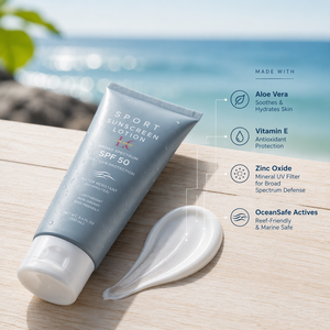 Lotion solaire sportive LANCE à l'<span class=keywords><strong>aloe</strong></span> vera SPF 50, résistante à l'eau pendant 80 minutes, non grasse, respectueuse des récifs, protection solaire physique à large spectre - Product Image 3