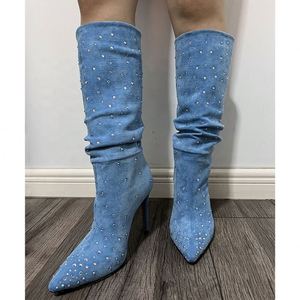 รองเท้าบูทส้นสูงแบบสวมสำหรับผู้หญิงปี 2025 สวมใส่สบาย ปลายแหลม แฟชั่นทันสมัย หนังแท้ - Product Image 6