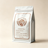 Sachet de café en aluminium à fond plat, scellé sur huit côtés, imprimé par gravure, résistant à l'humidité, conception personnalisée