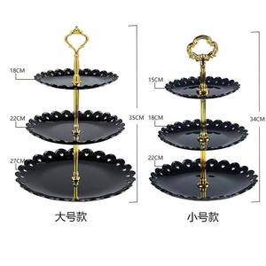 Круглое украшение стола 3-ярусная подставка для кексов тарелка пластиковая подставка для десертных подносов для вечеринки, свадьбы на день рождения - Product Image 3