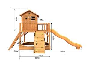 <span class=keywords><strong>Maison</strong></span> <span class=keywords><strong>de</strong></span> jeu extérieure en sapin chinois imperméable et écologique pour enfants avec toboggan d'escalier pour cour arrière-cour et patio - Product Image 5