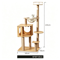 Arbre à chat en bois écologique avec griffoir et nid intégrés, plateforme de saut capsule spatiale pour petit appartement
