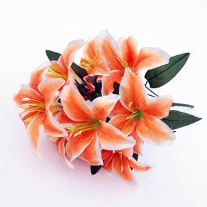 Fleurs de lys artificielles en soie, lys en pleine floraison pour la décoration de table à la maison, arrangement de centre de table, décoration de mariage, bricolage - Product Image 1