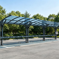 Abri de voiture moderne en aluminium pour 2 véhicules, toit plat, imperméable, abri de stationnement extérieur, structure thermolaquée