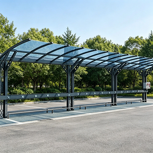 Abri de voiture moderne en aluminium pour 2 véhicules, toit plat, imperméable, abri de stationnement extérieur, structure thermolaquée - Product Image 5