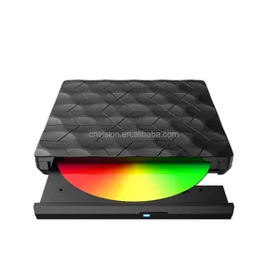Unidade ótica externa usb 3.0, gravador e gravador de cd para laptop e desktop, unidade portátil de cd/dvd +/rw slim dvd rom