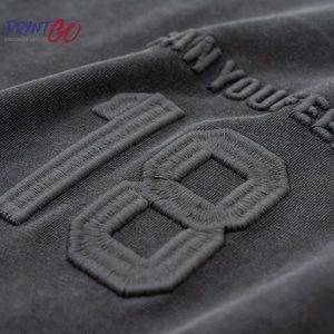 Maglietta all'ingrosso degli uomini dei pesi massimi maglietta nera oversize di alta qualità con il modello personalizzato della stampa del ricamo - Product Image 4