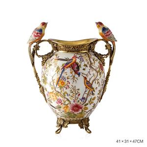 Avrupa Vintage bakır porselen ev dekor antika çiçek ve kuş desen serisi lüks yatak odası ev dekorasyon süs - Product Image 6