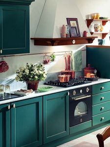 Verde scuro stile agitatore mobile da cucina di alta <span class=keywords><strong>qualità</strong></span> in legno con rubinetto lavello e cassetto scorrevole per appartamenti moderni - Product Image 4
