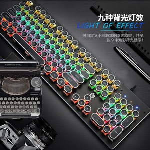 Hjk920 Steam Punk Mechanical Wired <b>Keyboard</b> Gaming <b>Retro</b> Style - Product Image 2