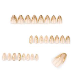 Nouvelles Ongles en Acrylique de Luxe en Gros, Style Français Doré 3D Amande, 24 Pièces, Fabrication Mécanique Semi-Artisanale - Product Image 2